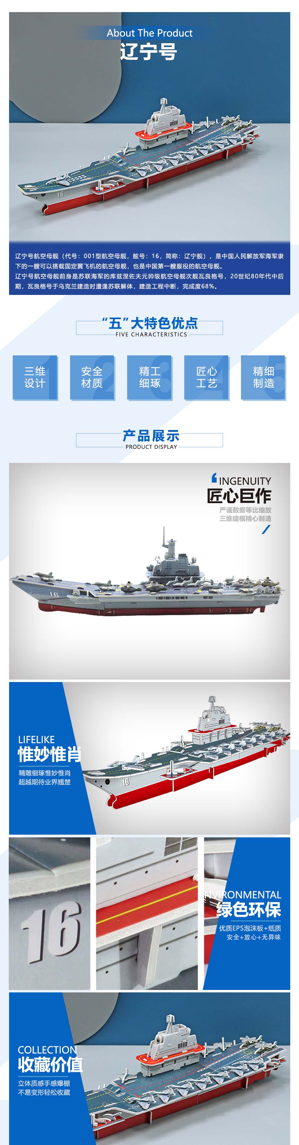 遼寧艦 3D立體拼插模型