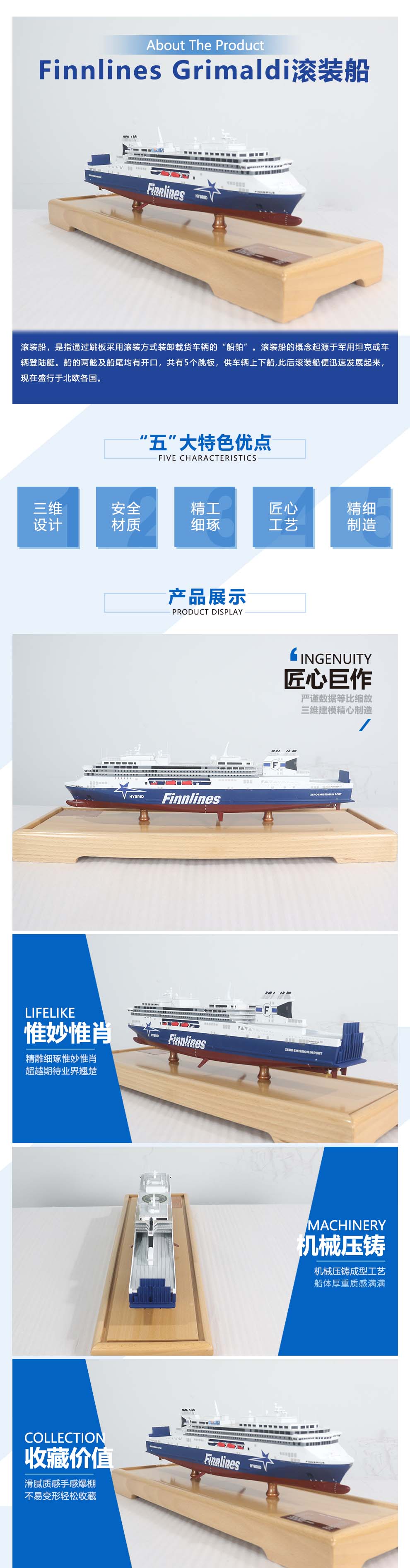 .Finnlines Grimaldi滾裝船50cm